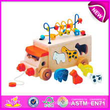 Juguete educativo Tire y empuje de juguete para niños, juguete de madera Juguete DIY para niños, juguete de bloque de madera Juguete bloque para bebé W05b074